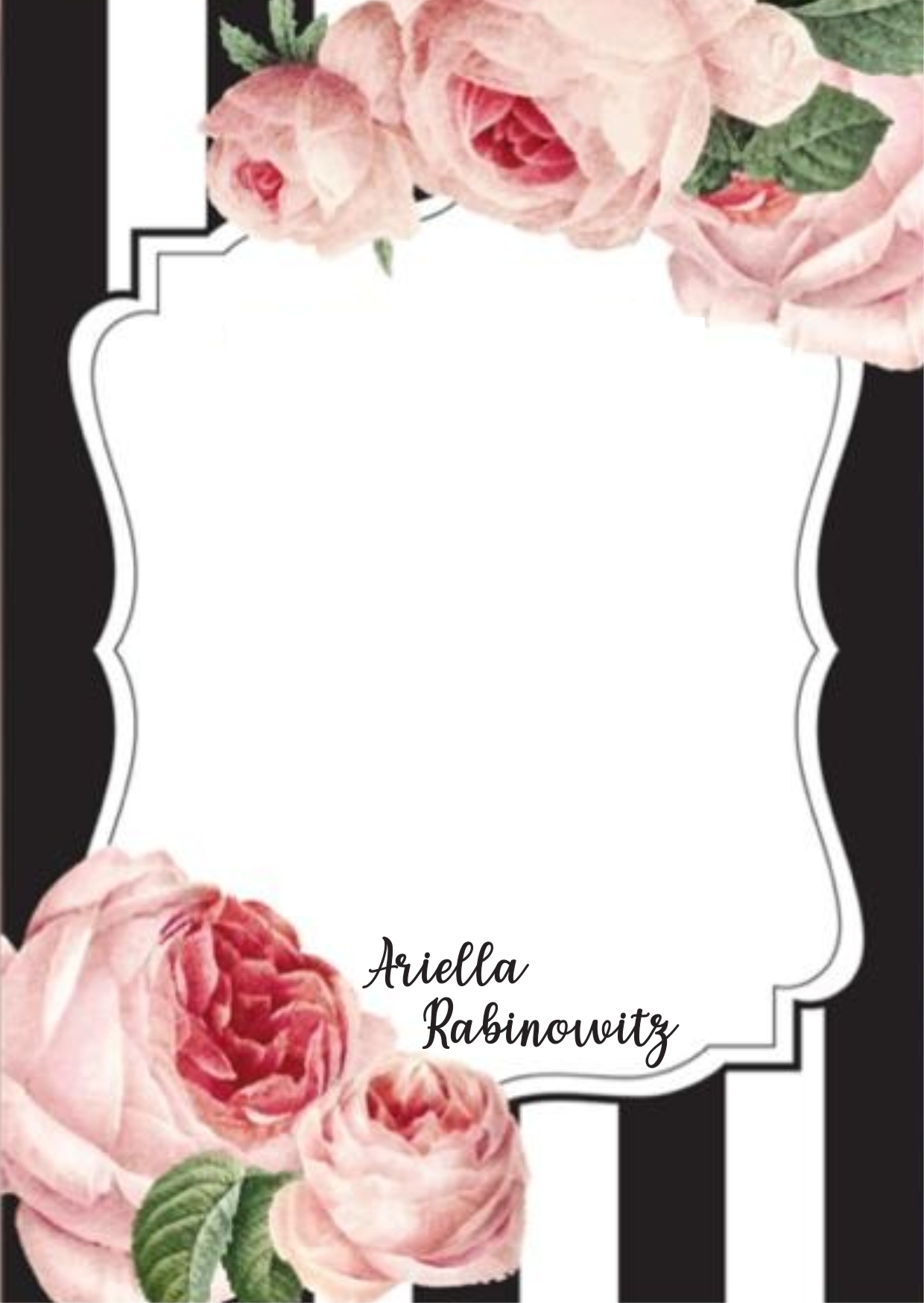 Soft Roses on Black Stripes