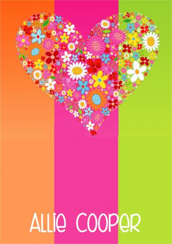 Heart on red pink orange