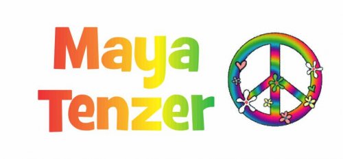 Peace rainbow flowers & rainbow text on white