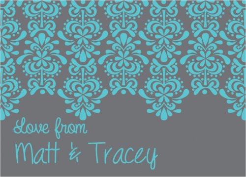 Damasc aqua on grey