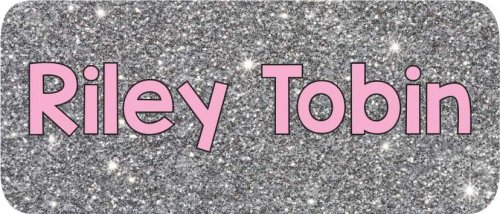 Silver glitter pink text