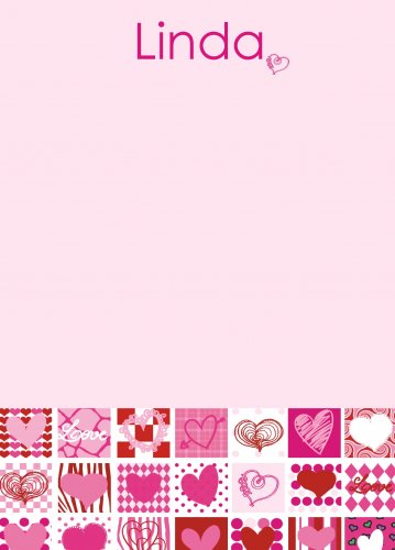 Hearts pinks & reds on pink