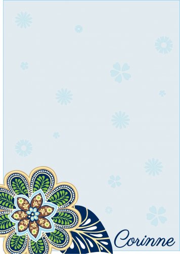 Blue with flowers