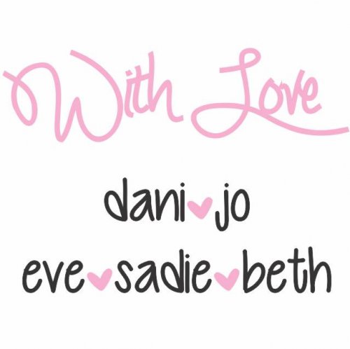 With love square black & pink on white