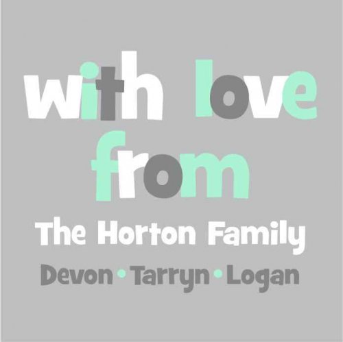 Funky font square Mint & grey