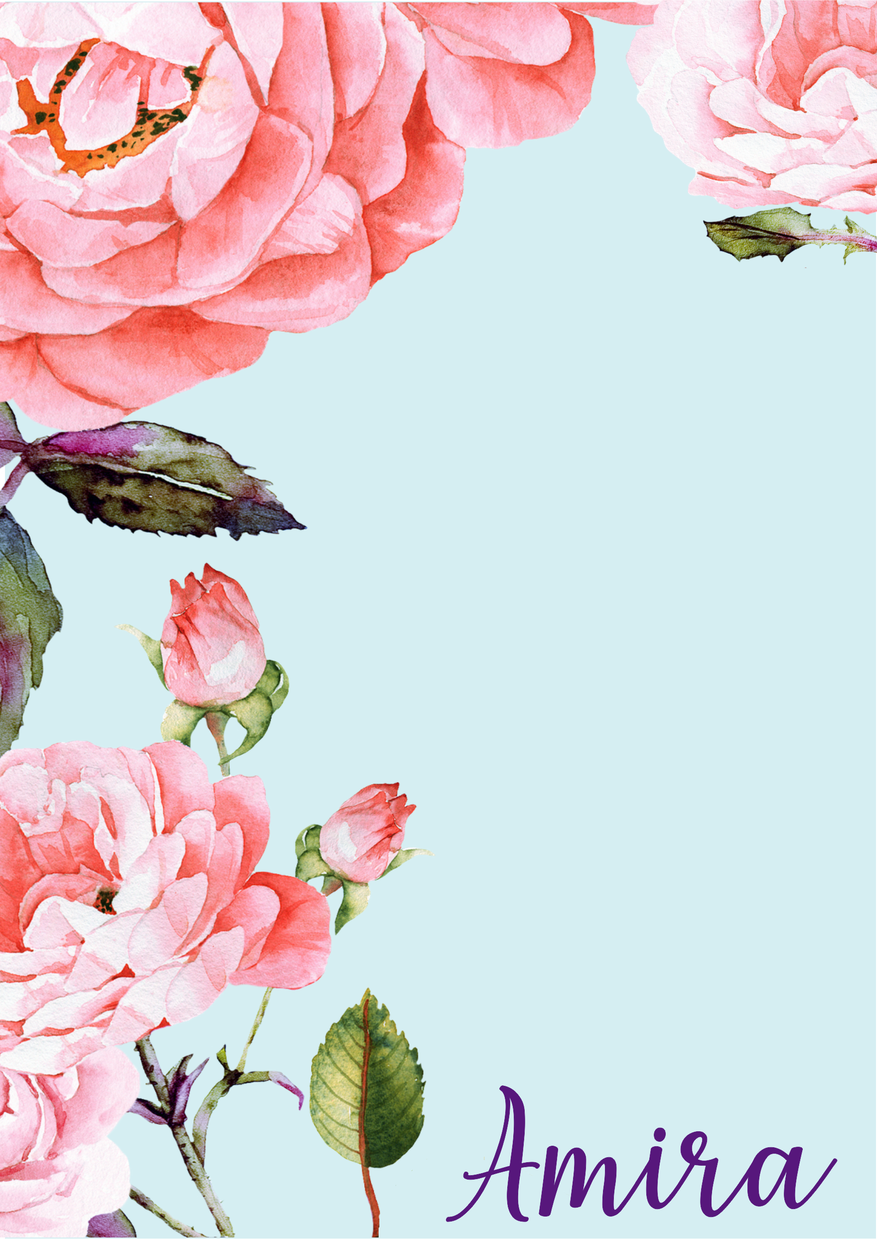 Roses on blue