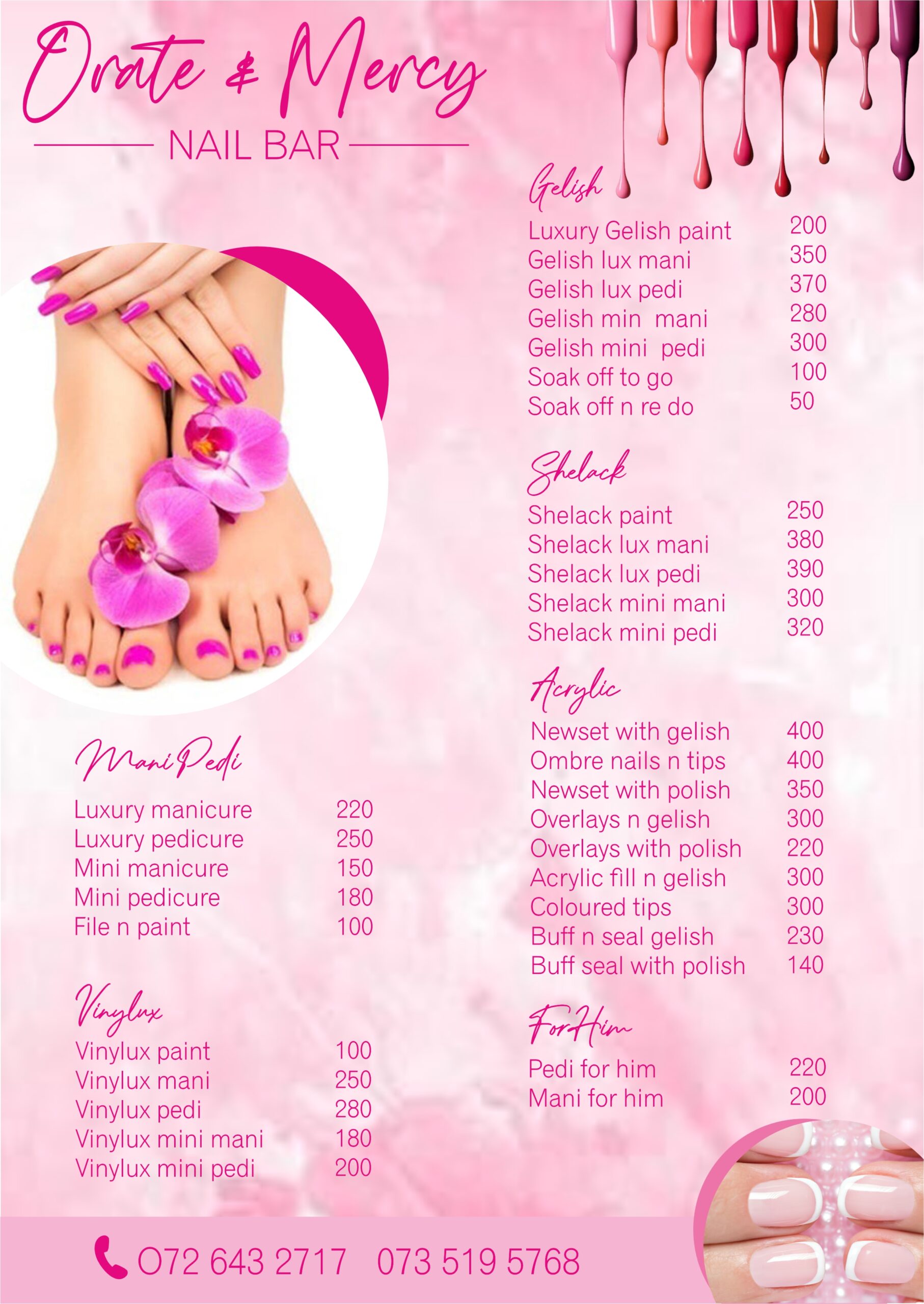 Nail bar pricelist