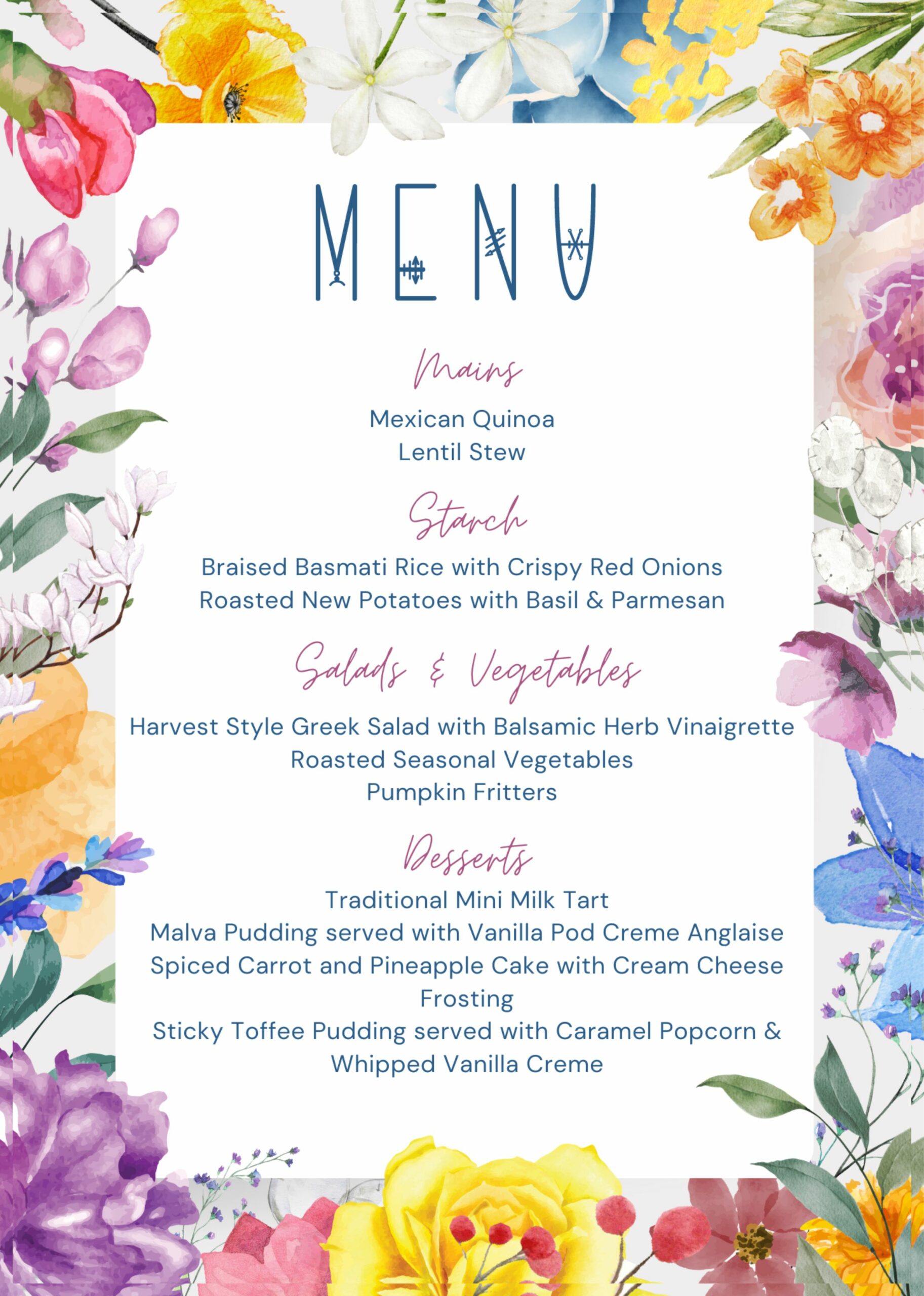 Mexican menu