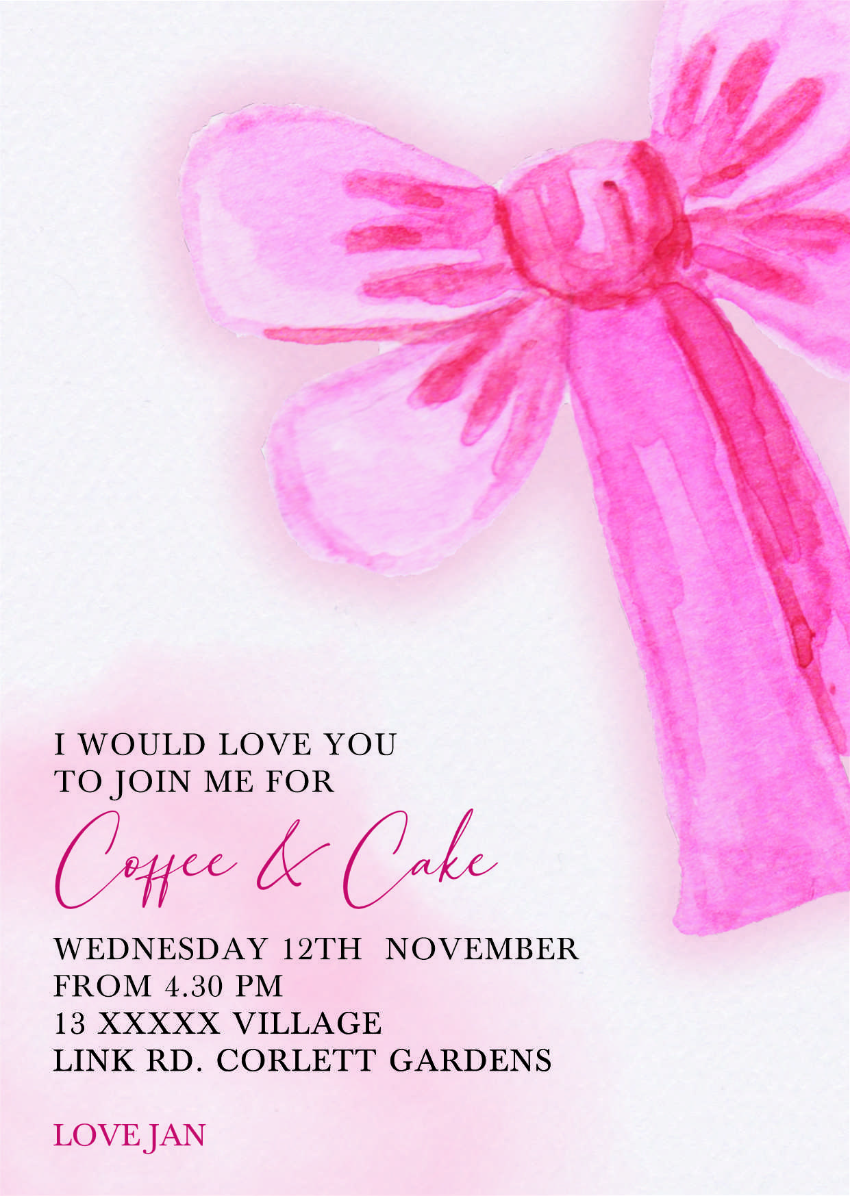 Pink bow Invitation
