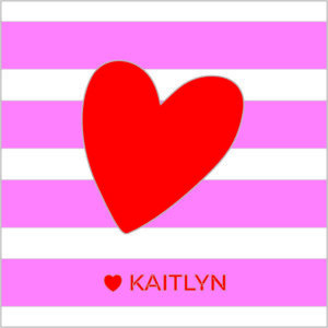 Red hearts on pink stripes