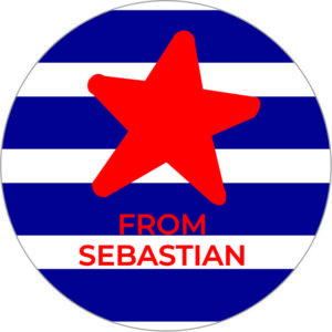 Red star on navy blue