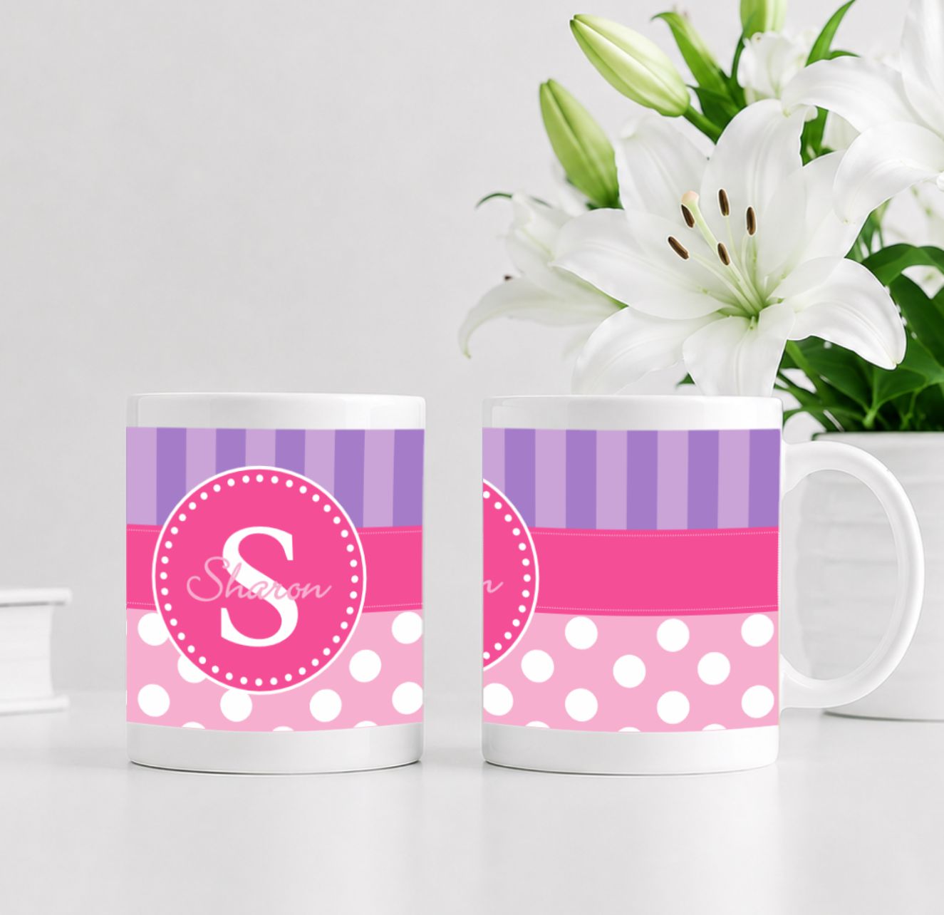 Stripes dots with letter centered