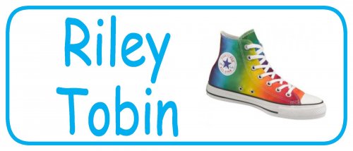 High top rainbow on white blue text