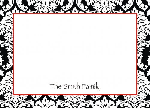 Border damasc black & white with red