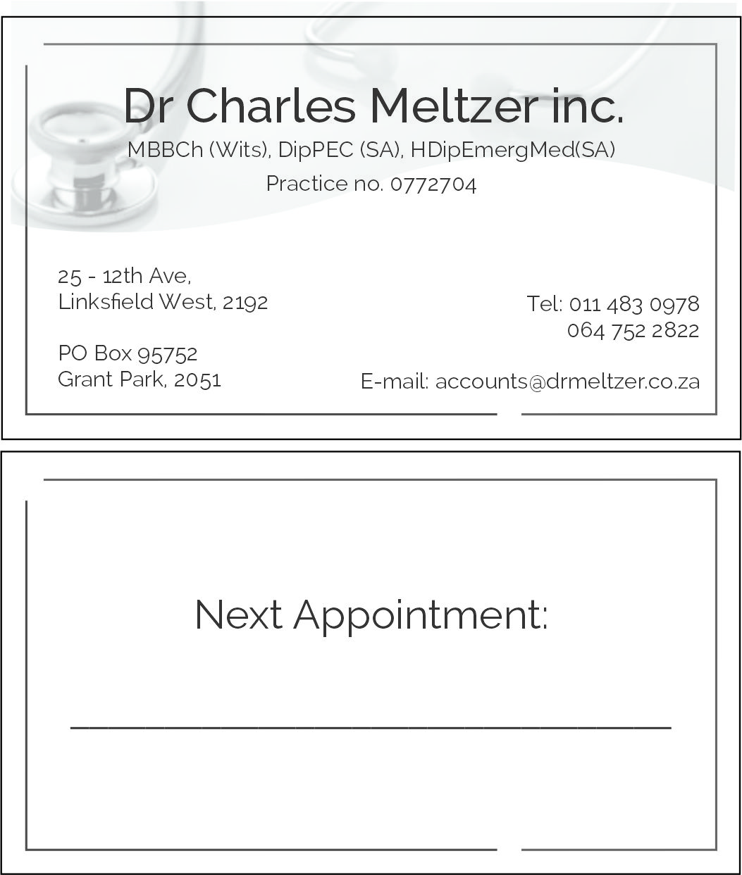 Business card medical