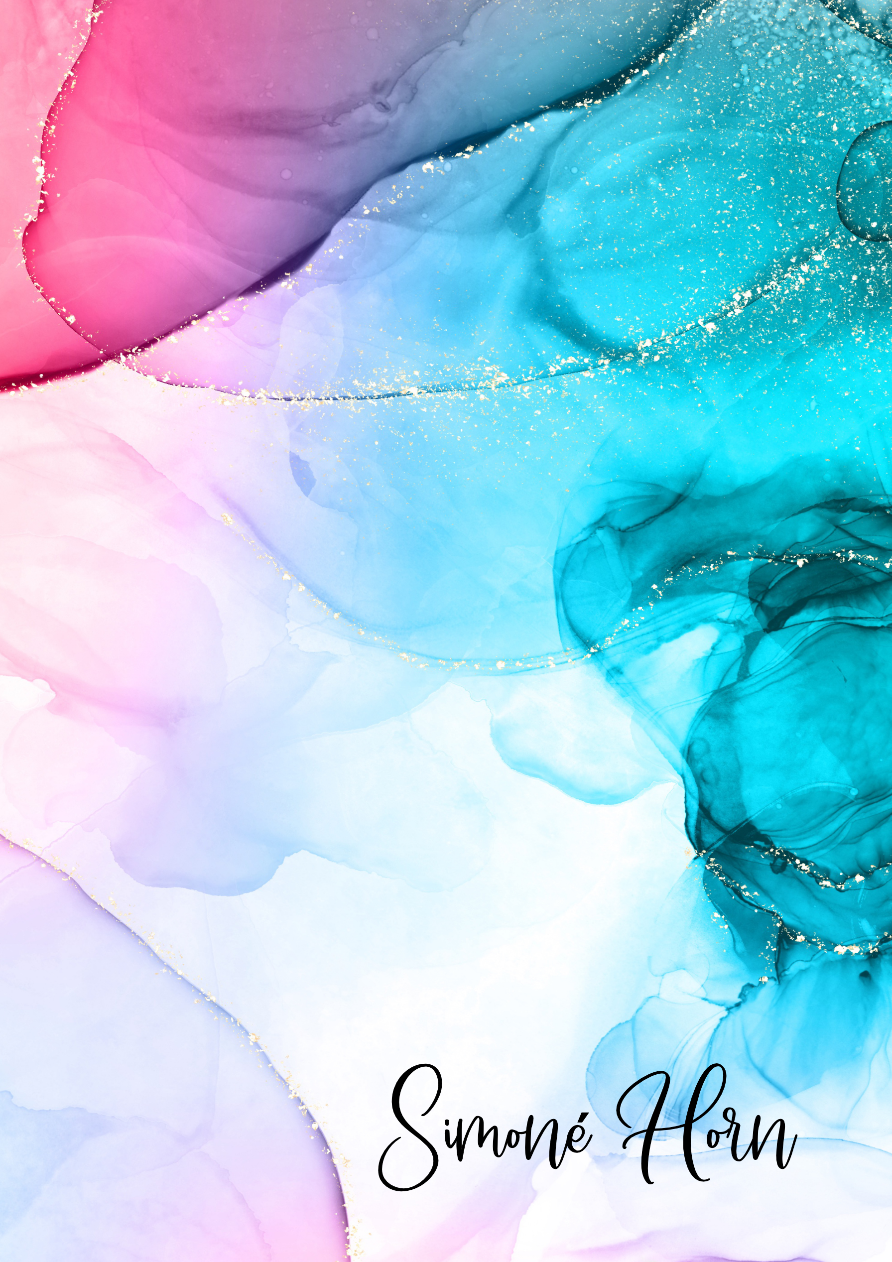 Blue pink ink