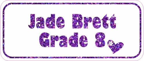 Glitter text purple on white