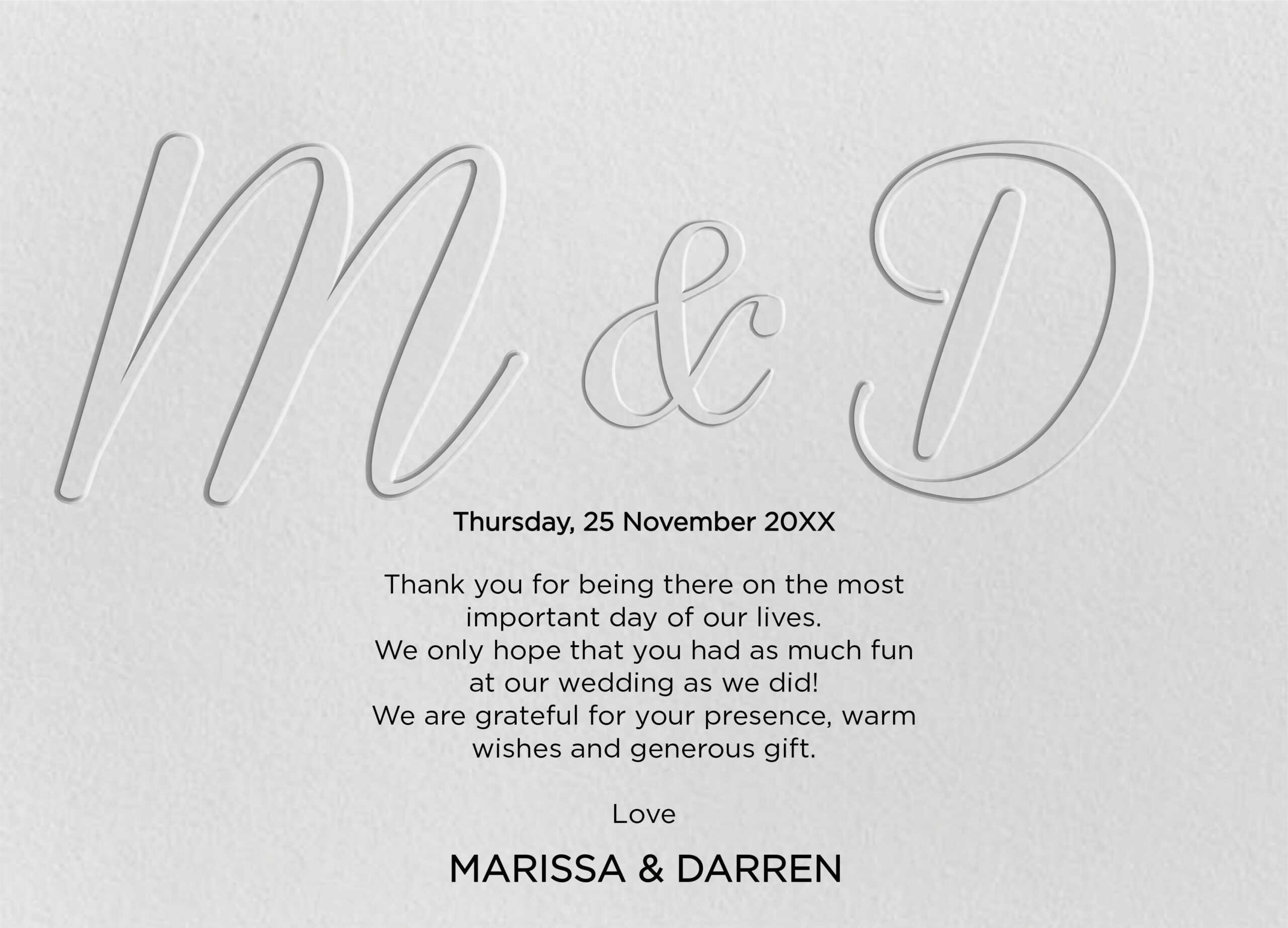 Thank You M & D